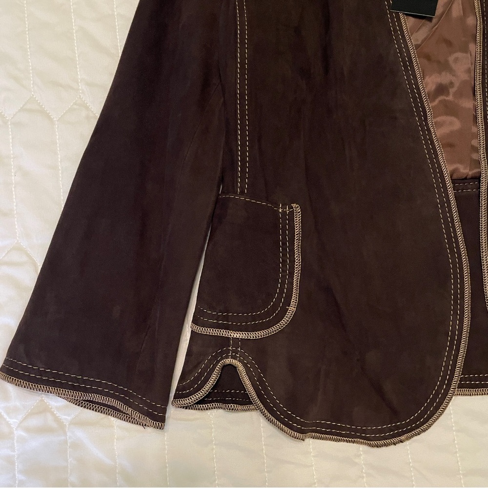 BCBGMAXAZRIA Brown Genuine Leather Jacket Small - Picture 3 of 9